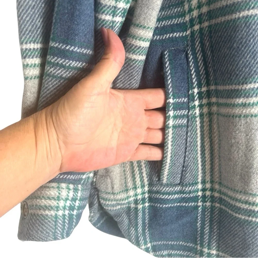 SAM’s Members Mark Oversized Plaid Button Up Shacket in Blue/Gray Size XL - Picture 4 of 5